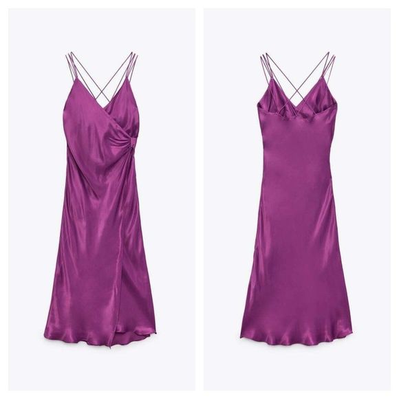 Zara Dresses & Skirts - ZARA SILKY STRAPPY SATIN MIDI DRESS